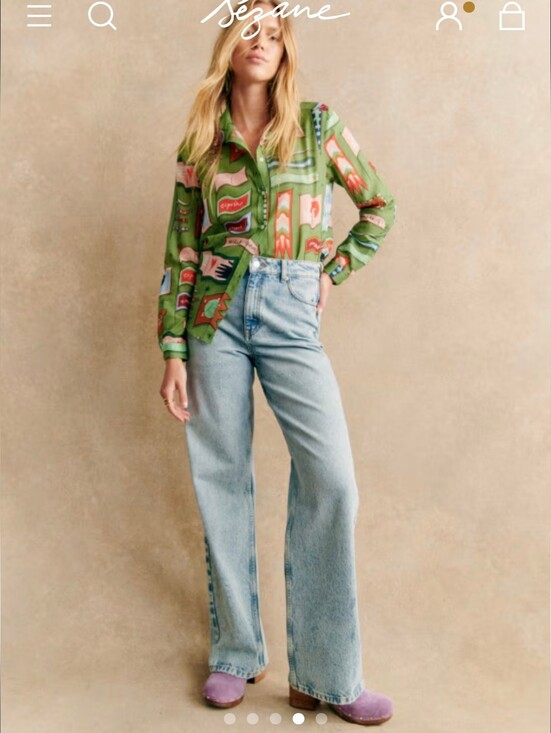 Sezane Tops - Sezane ×Pangea Pierro Shirt Green Flag Print 38 NWOT